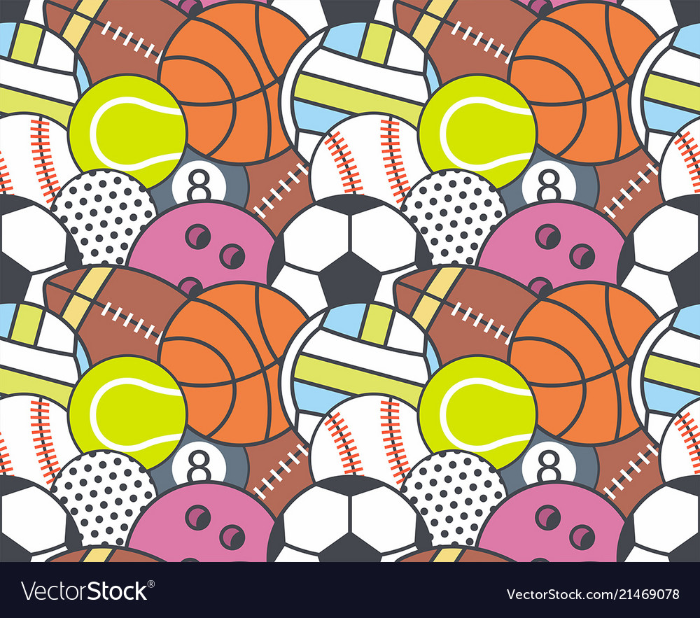 Seamless pattern with collection of sports balls Vector Image