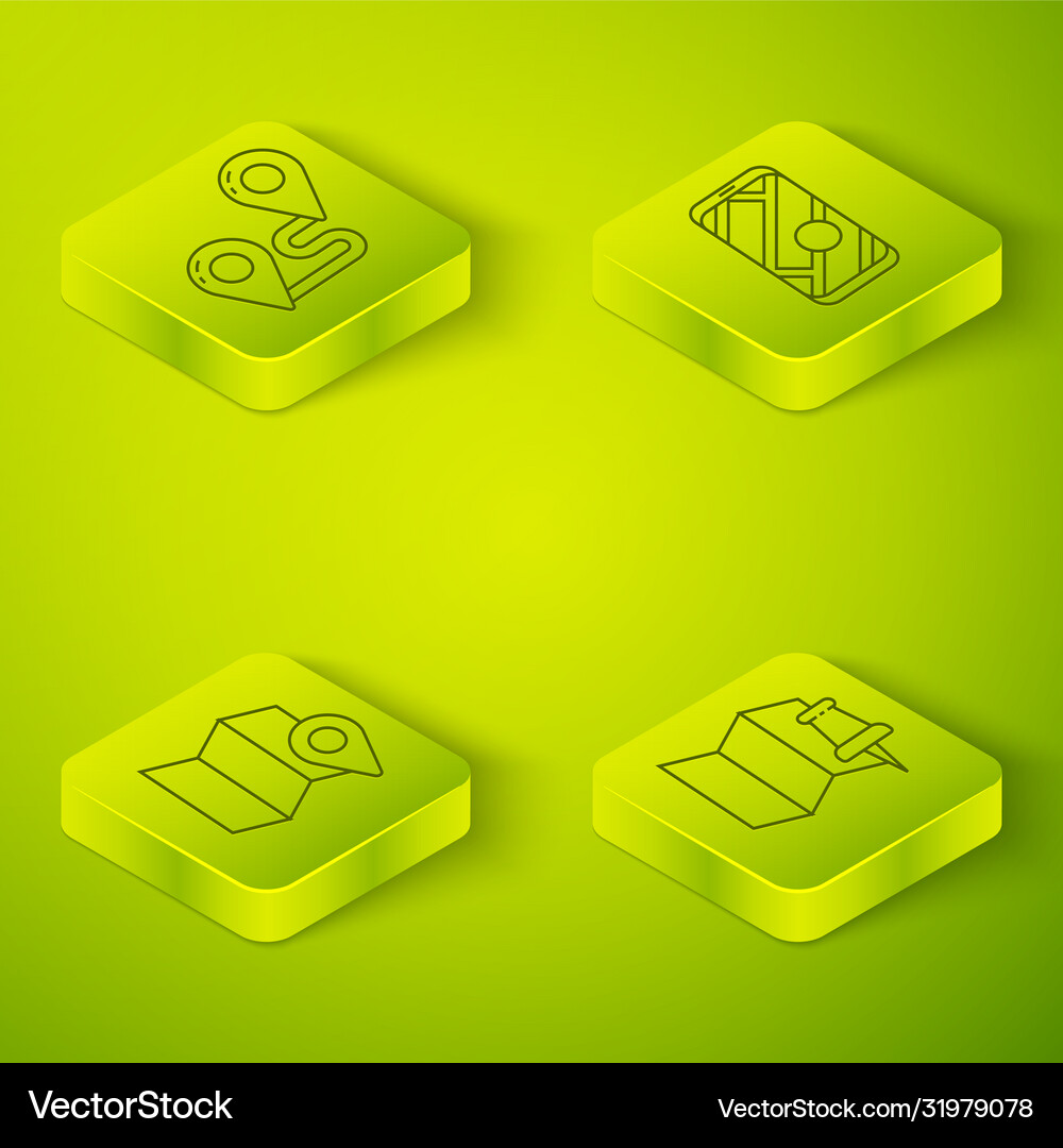 Set isometric city map navigation folded map Vector Image