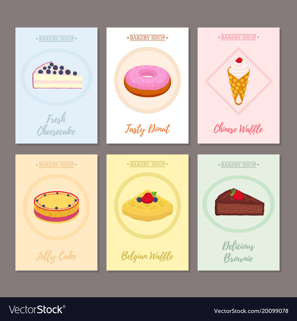 Set of pastry posters banners for sweet food