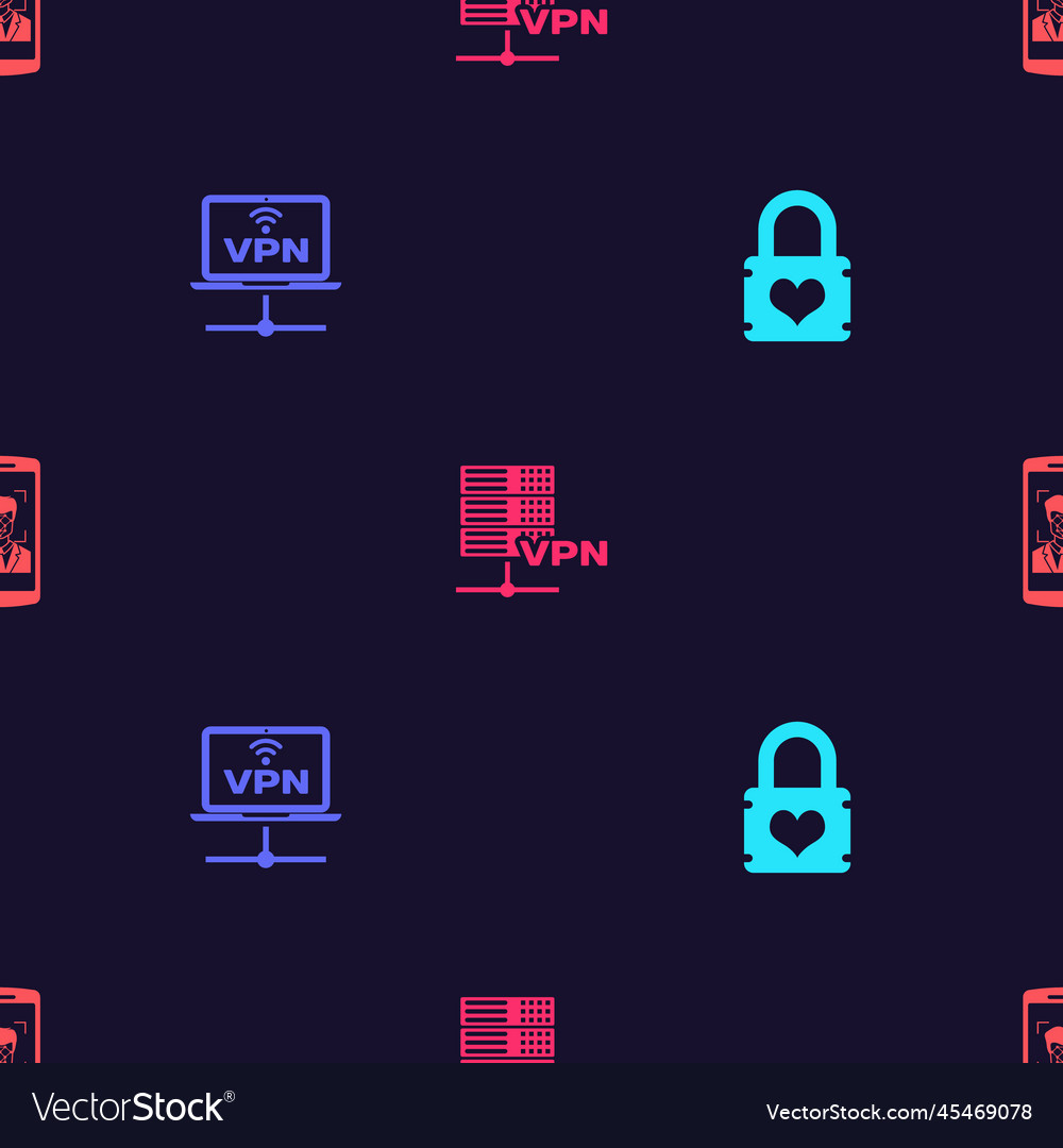 Set padlock with heart vpn computer network vector image Set padlock with heart vpn computer network