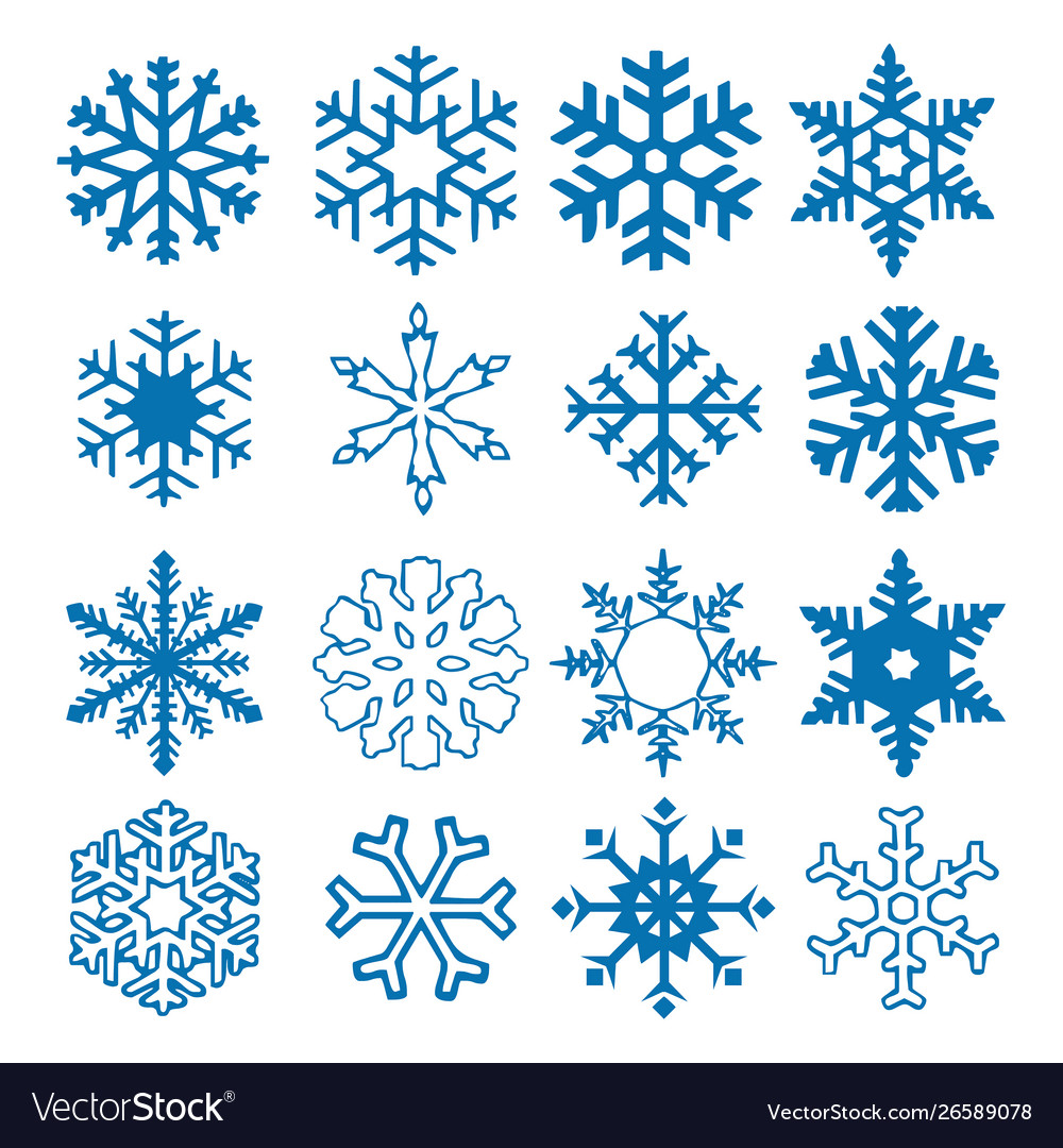 Snowflake icon background set blue color vector image Snowflake icon background set blue color