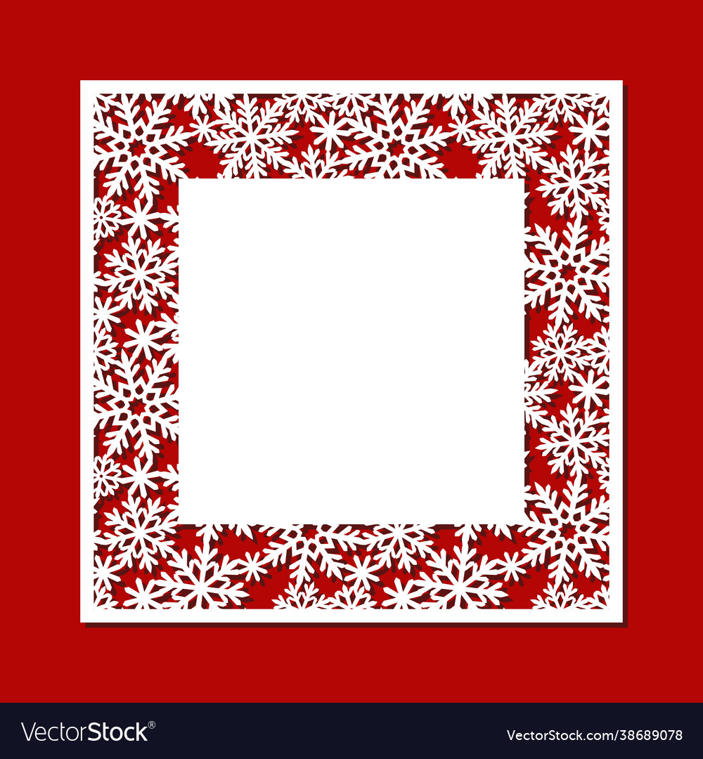 Square christmas empty blank with a carved pattern vector image Square christmas empty blank with a carved pattern