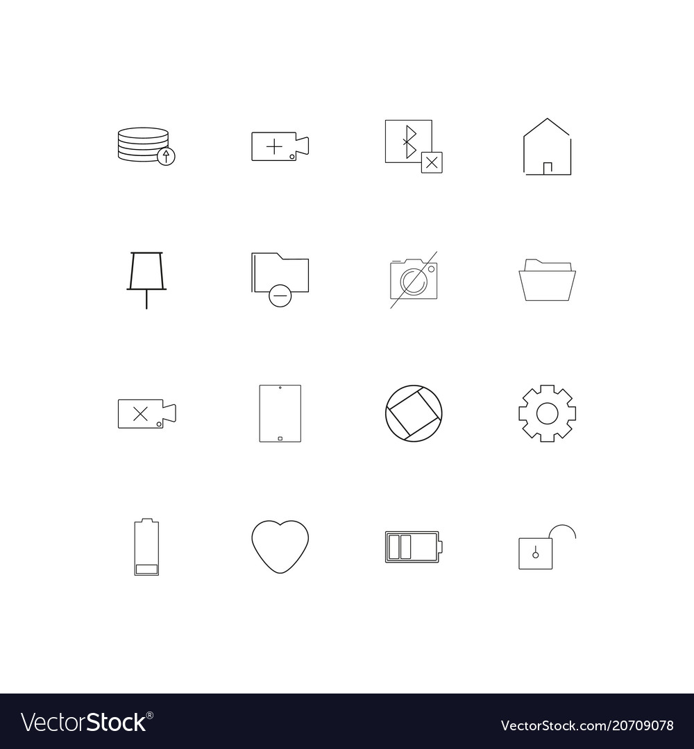User interface simple linear icons set outlined