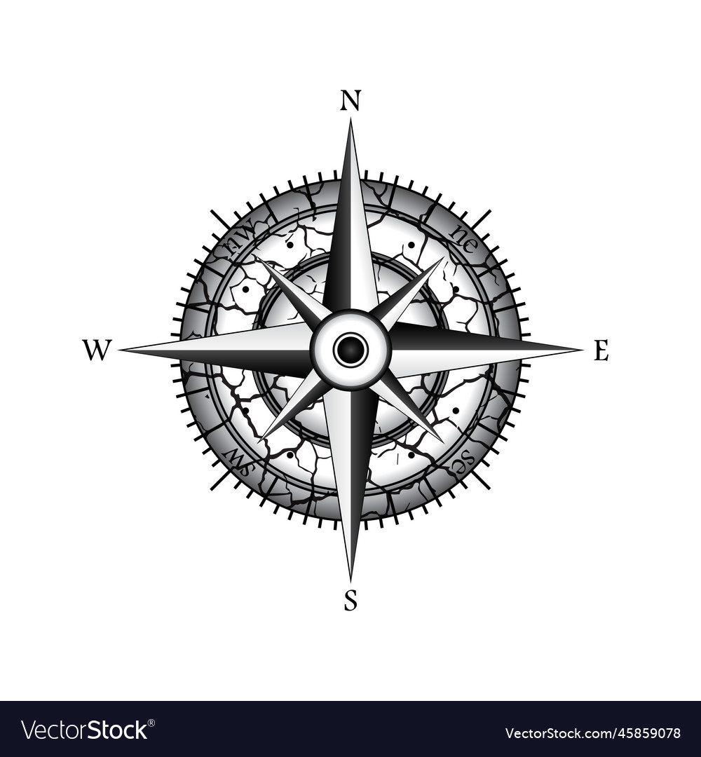 Windrose compass with cracks vector image Windrose compass with cracks