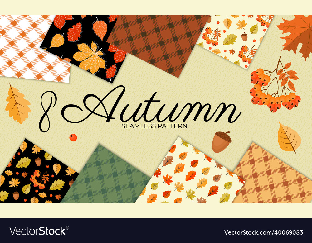 8 seamless pattern collection set background vector image 8 seamless pattern collection set background