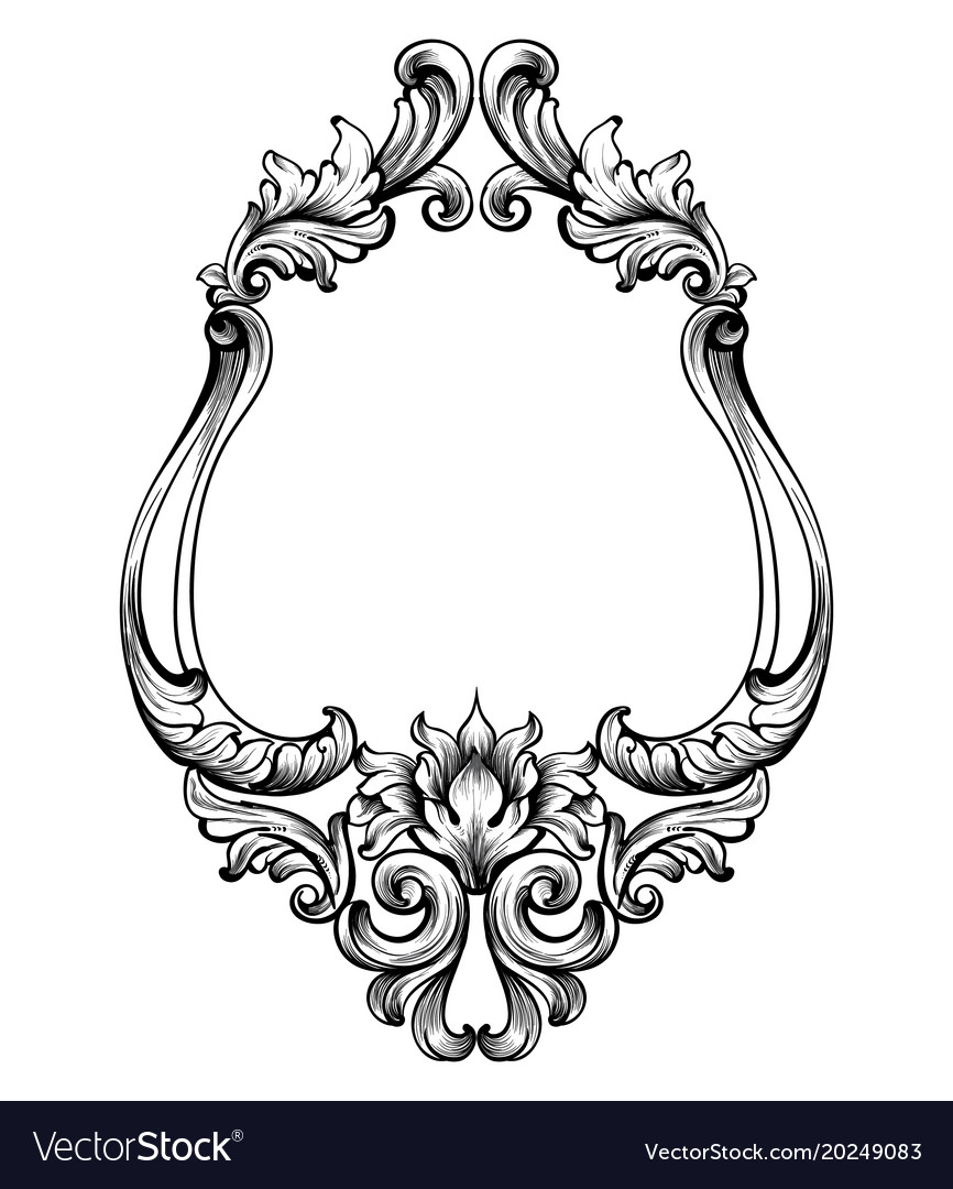 Download Baroque frame decor detailed rich ornament Vector Image