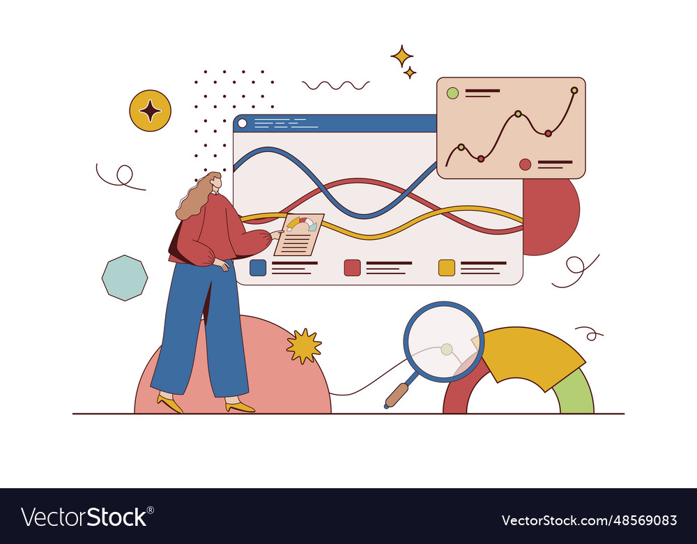 Business Statistic Concept With Character Vector Image