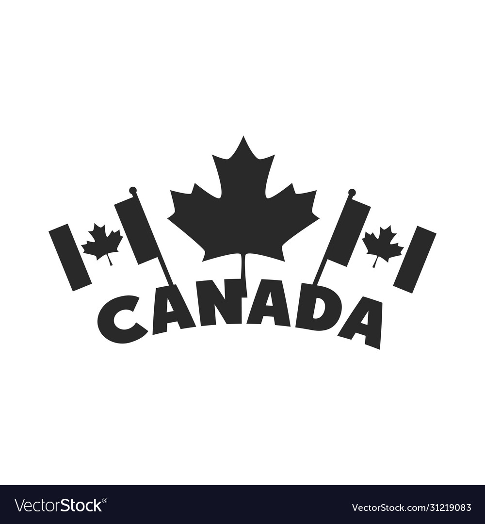 Canada day flags in pole maple leaf lettering