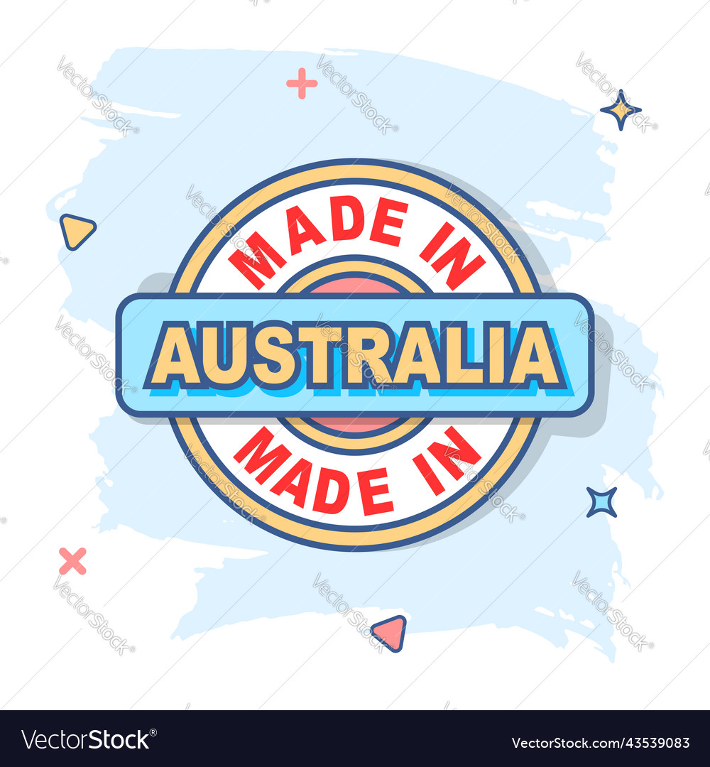 Cartoon gemacht in australia icon comic style vector image Cartoon gemacht in australia icon comic style