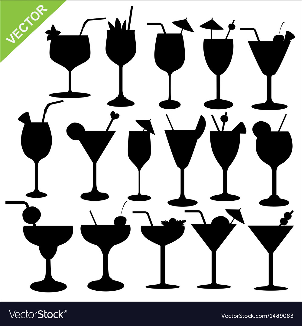 Cocktail silhouettes Royalty Free Vector Image