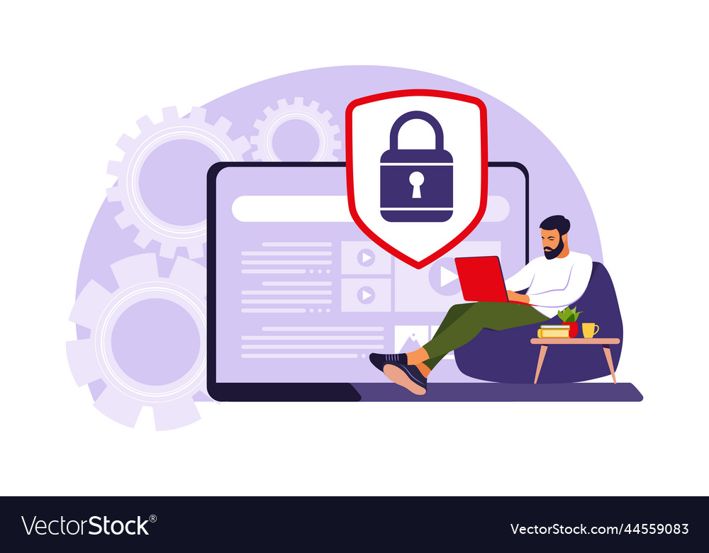 Concept of protecting computer data general vector image Concept of protecting computer data general