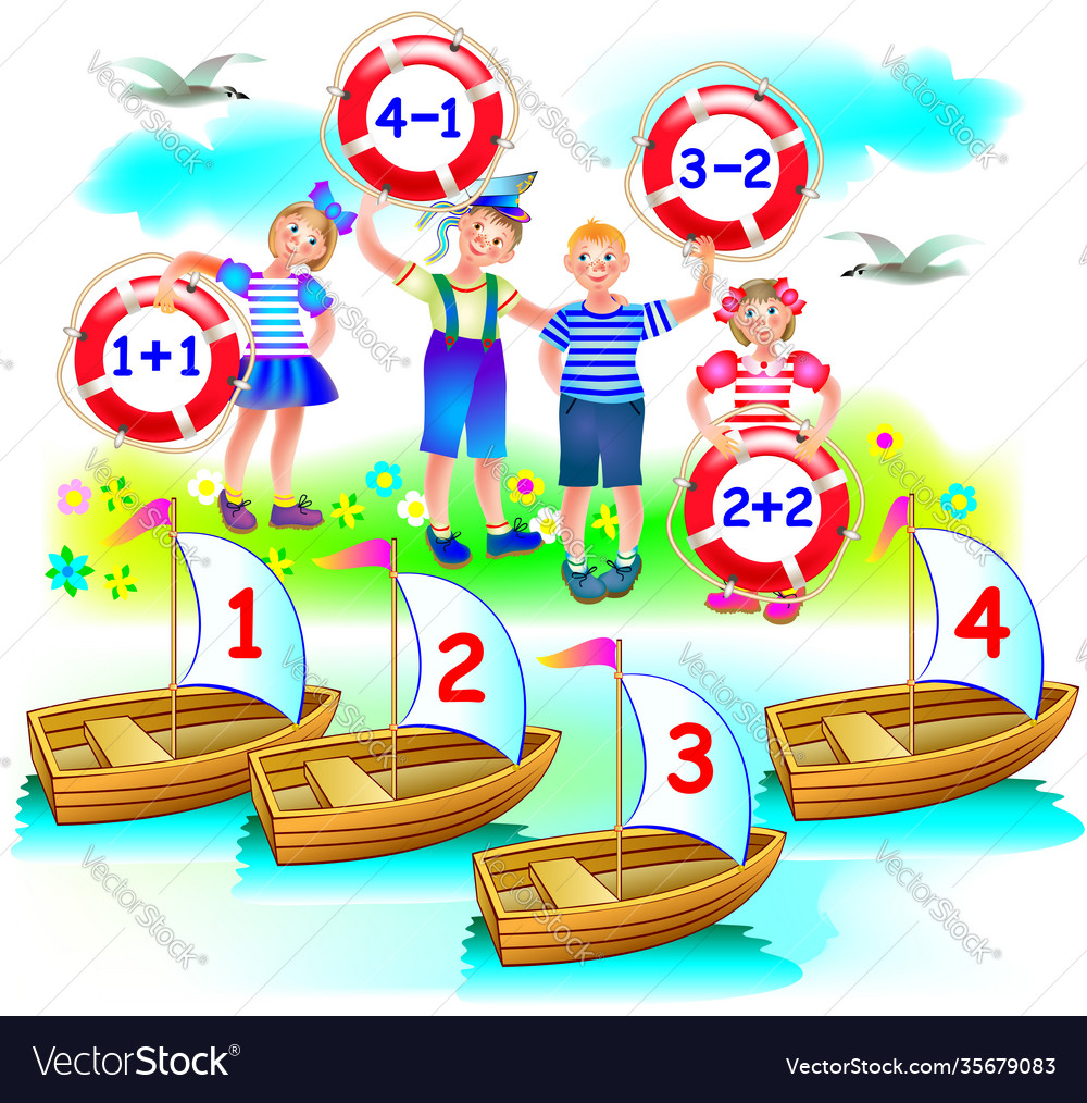 Educational page with exercises on addition vector image Educational page with exercises on addition
