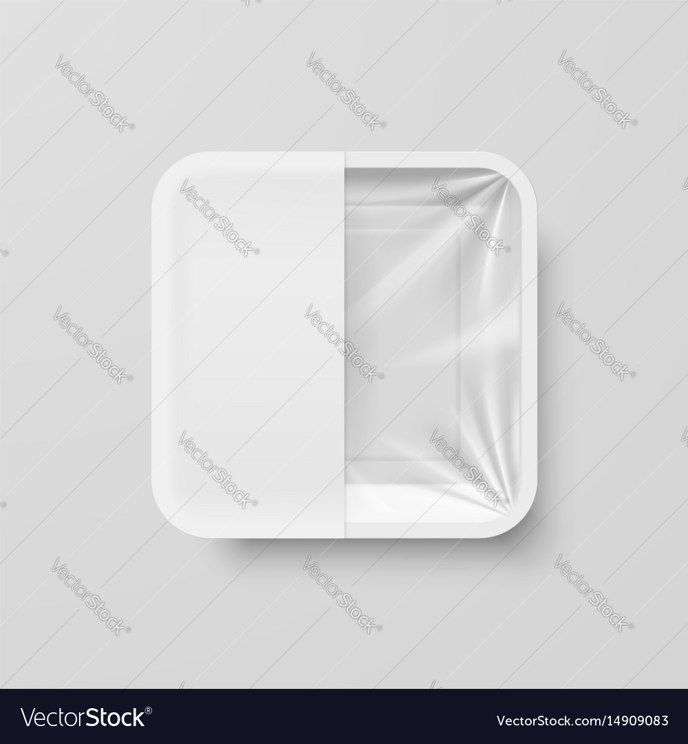 Empty white plastic food square container