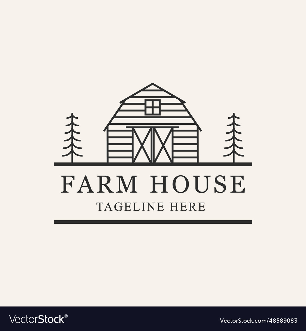 Farm or barn house line art logo symbol design