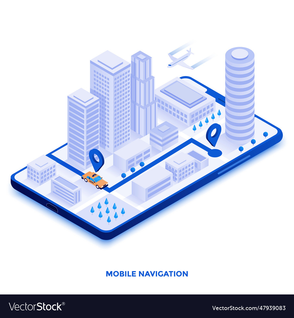 Flat color modern isometric design - mobile