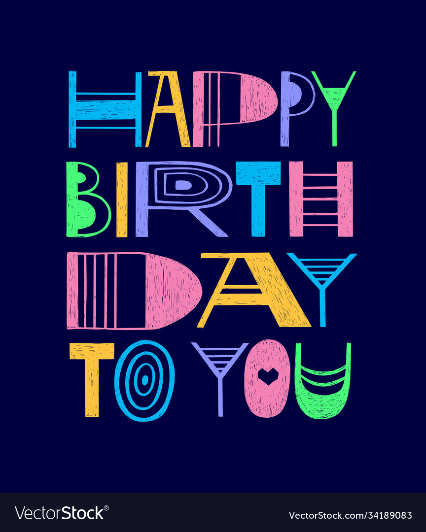 Happy birthday to you doodle childlike card design