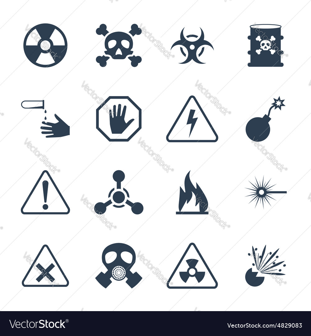 Hazard and danger icon set Royalty Free Vector Image