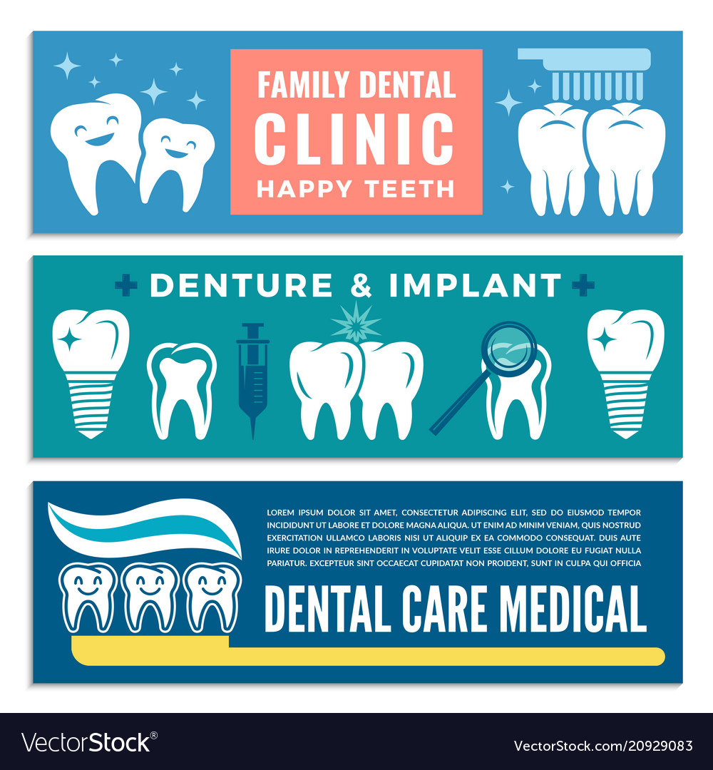 Horizontal Banners For Dental Clinic With Vector Image