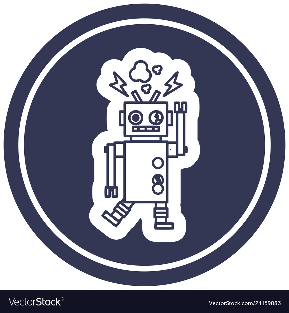 Malfunctioning robot circular icon
