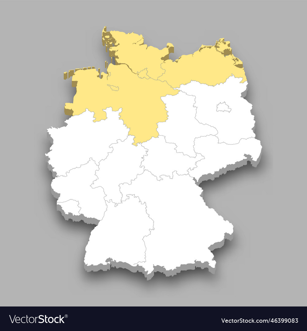 Northern region location within germany map vector image Northern region location within germany map