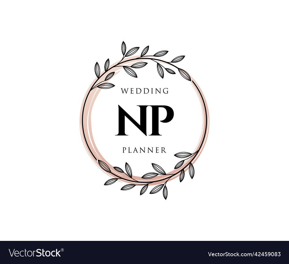 Np initials letter wedding monogram logos