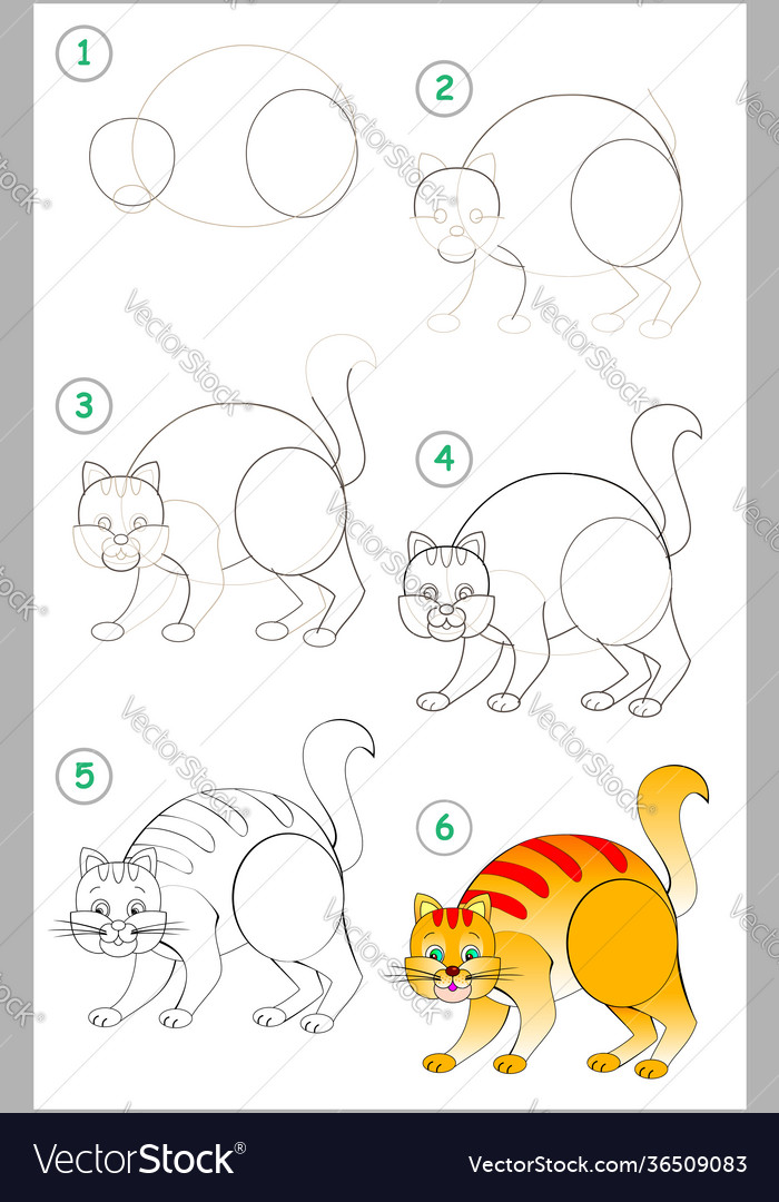 Page shows how to learn step draw Vector Image Page shows how to learn step draw