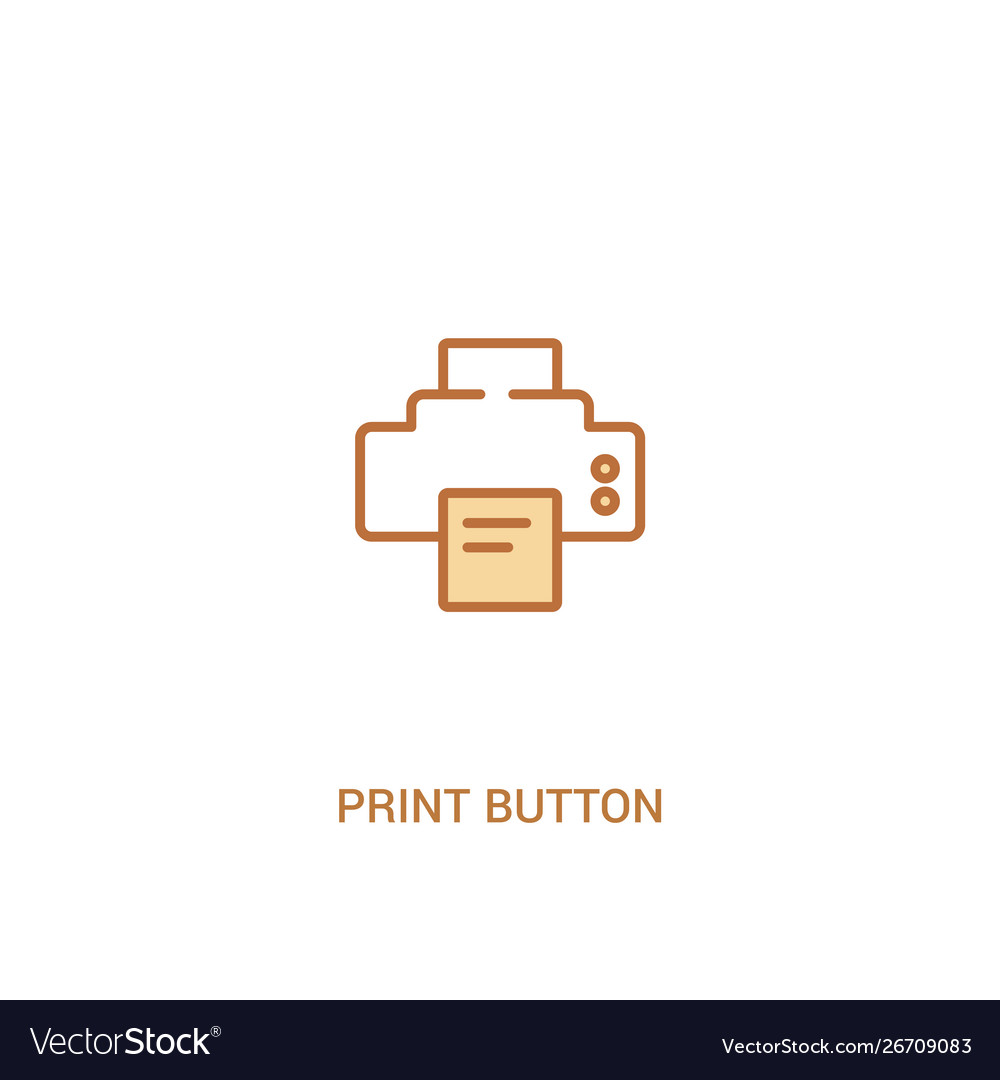 Print button concept 2 colored icon simple line vector image Print button concept 2 colored icon simple line