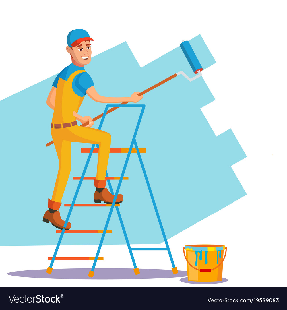 Professional painter painting brush Royalty Free Vector