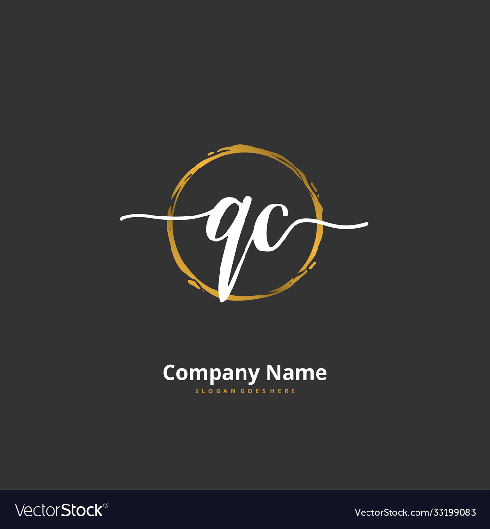 Q c qc initial handwriting and signature logo vector image Q c qc initial handwriting and signature logo