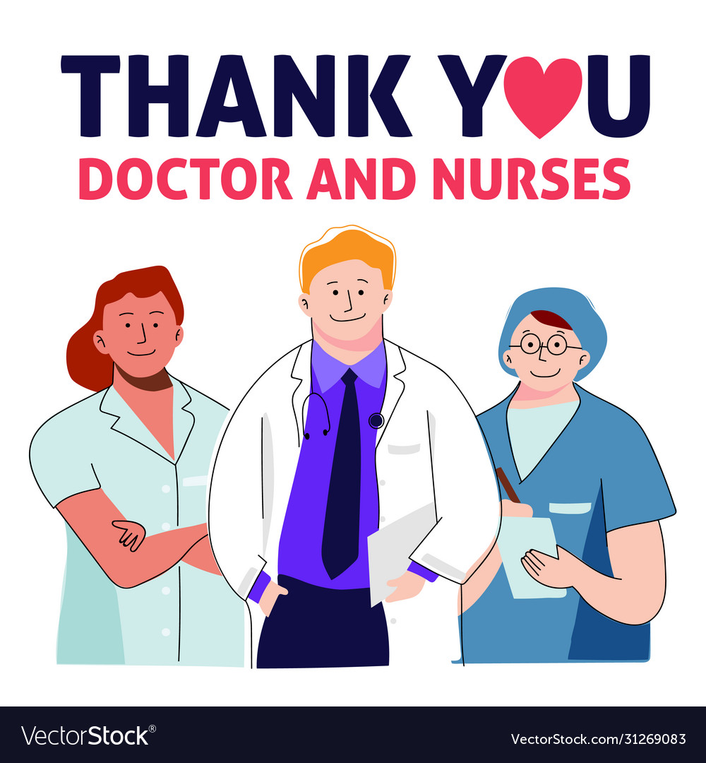 Thank you doctor and nurses and medical personnel Vector Image