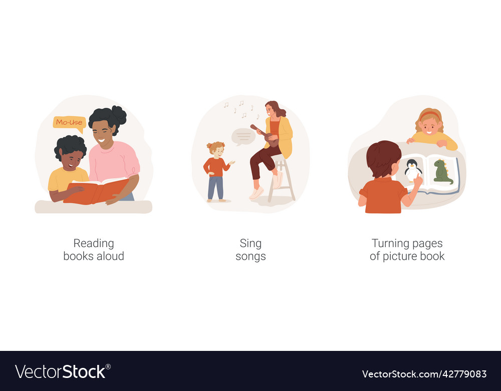 Toddlers learning skills isolated cartoon Vector Image