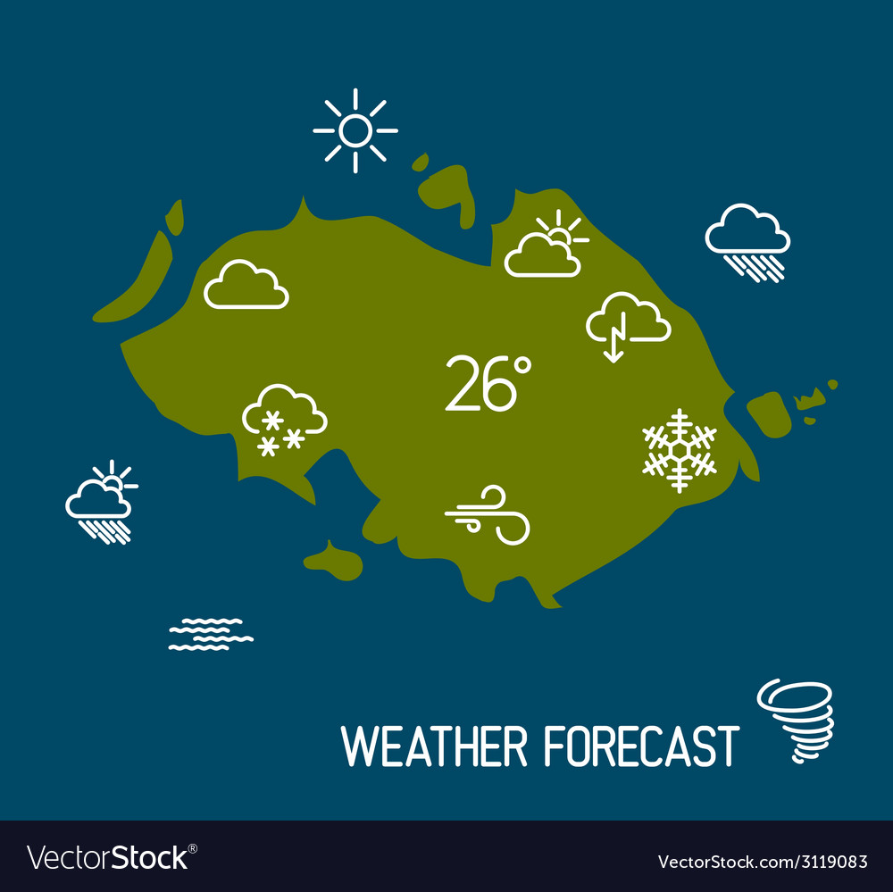Weather forecast map with flat pointers and icons Vector Image