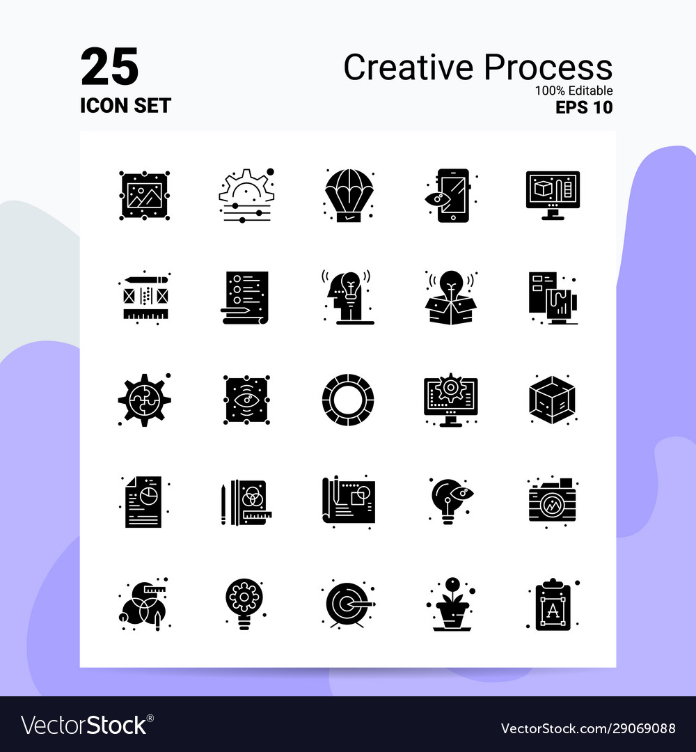 25 creative process icon set 100 editable eps 10