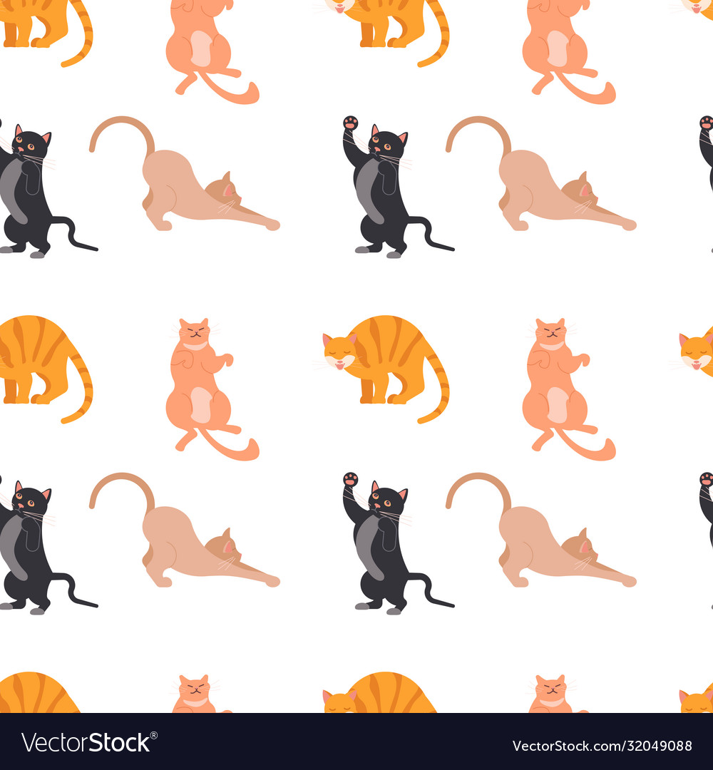 Cat characters seamless pattern
