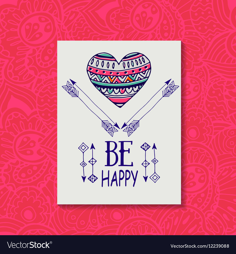 Ethnic pattern with the image of hearts and arrows