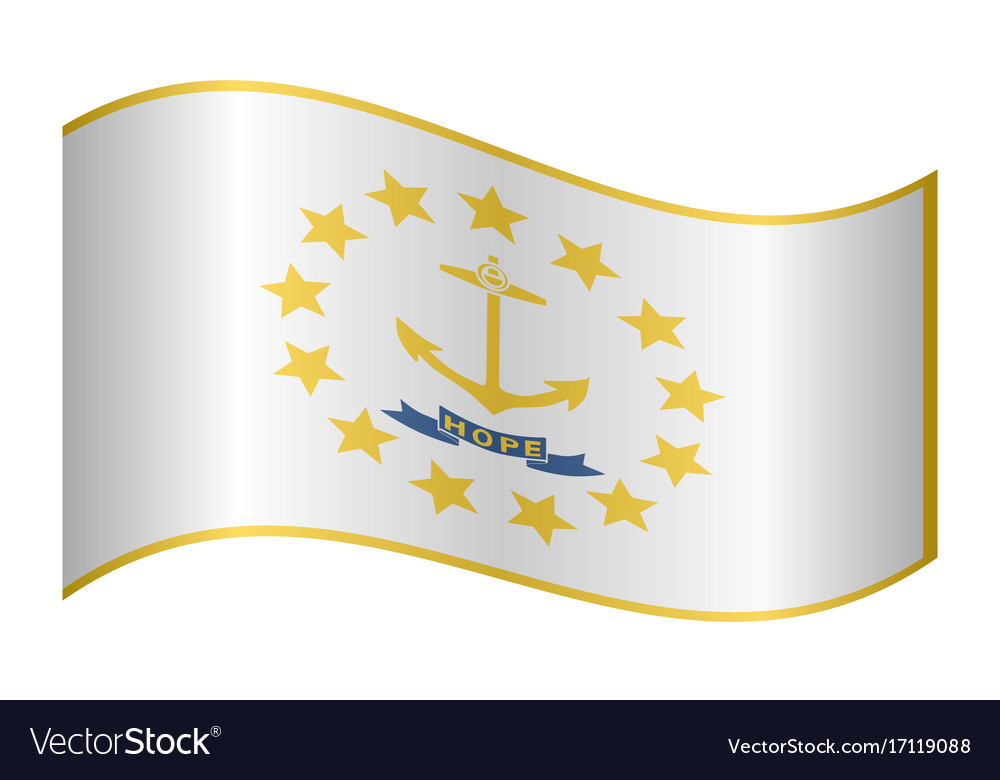 Flag of rhode island waving on white background