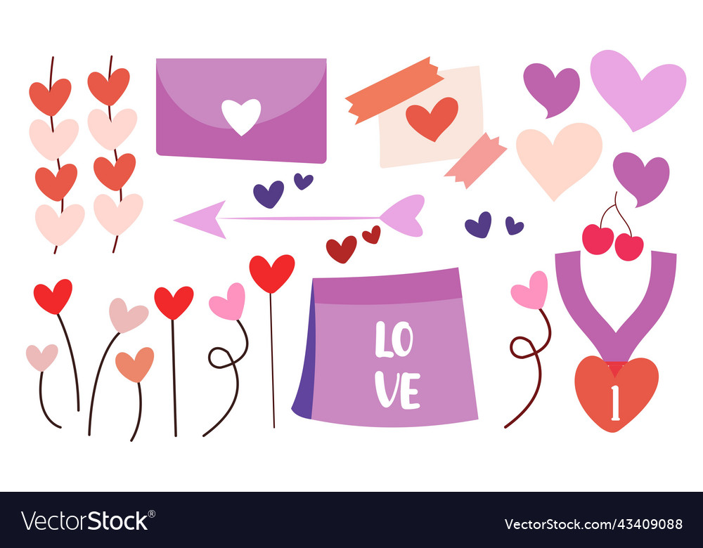 Hand drawn hearts doodles set Royalty Free Vector Image