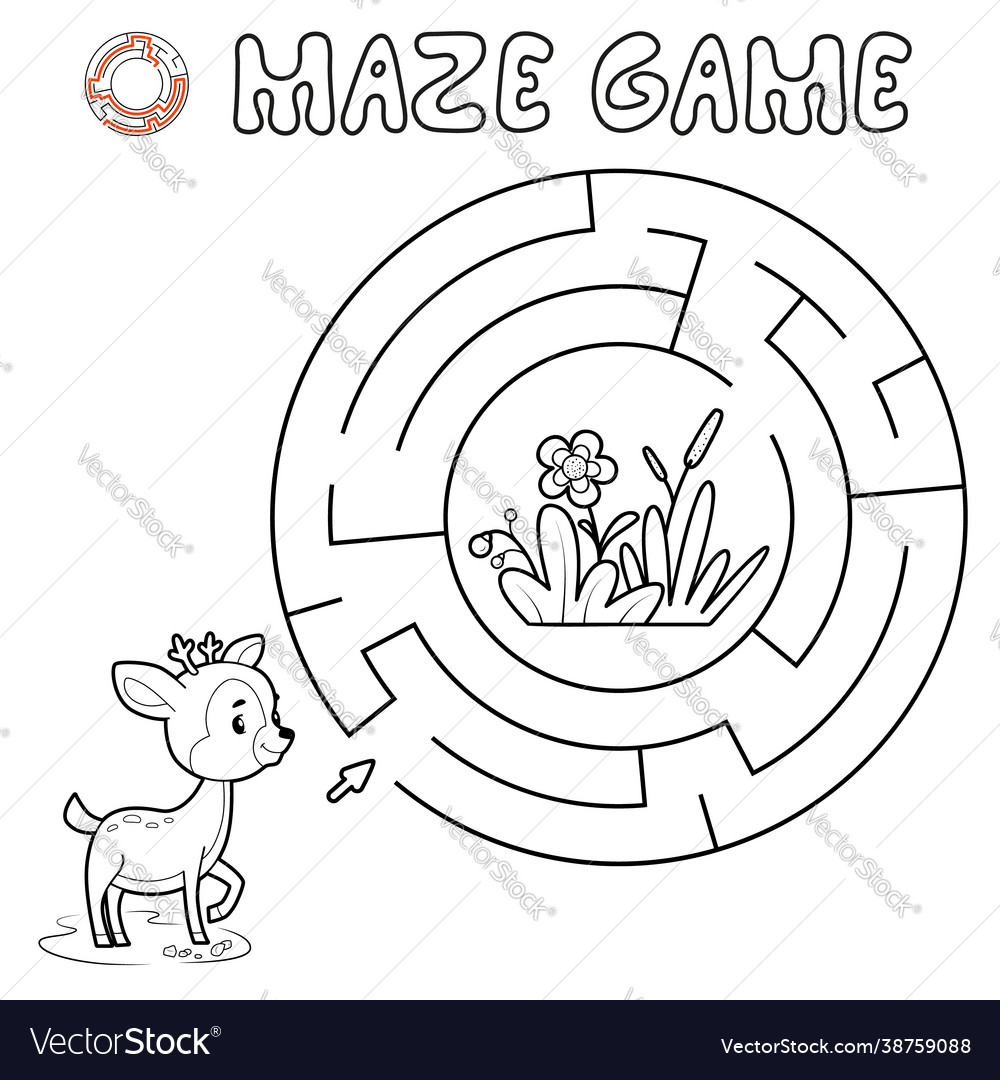 Maze puzzle game for children outline circle