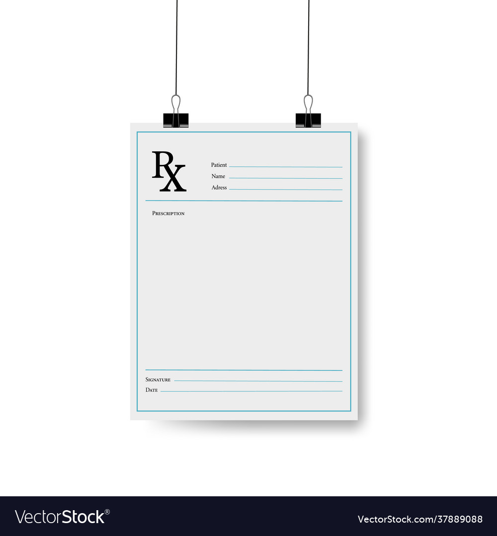 Realistic blank medical prescription form isolated Vector Image Realistic blank medical prescription form isolated