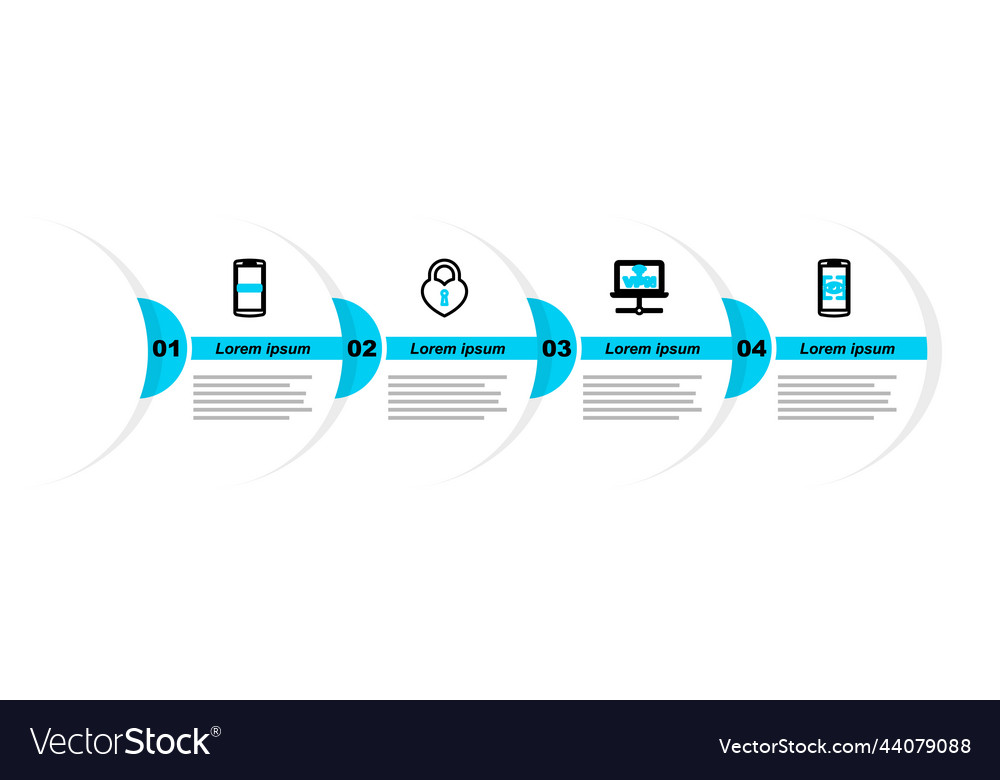 Set line mobile and eye scan vpn computer network vector image Set line mobile and eye scan vpn computer network