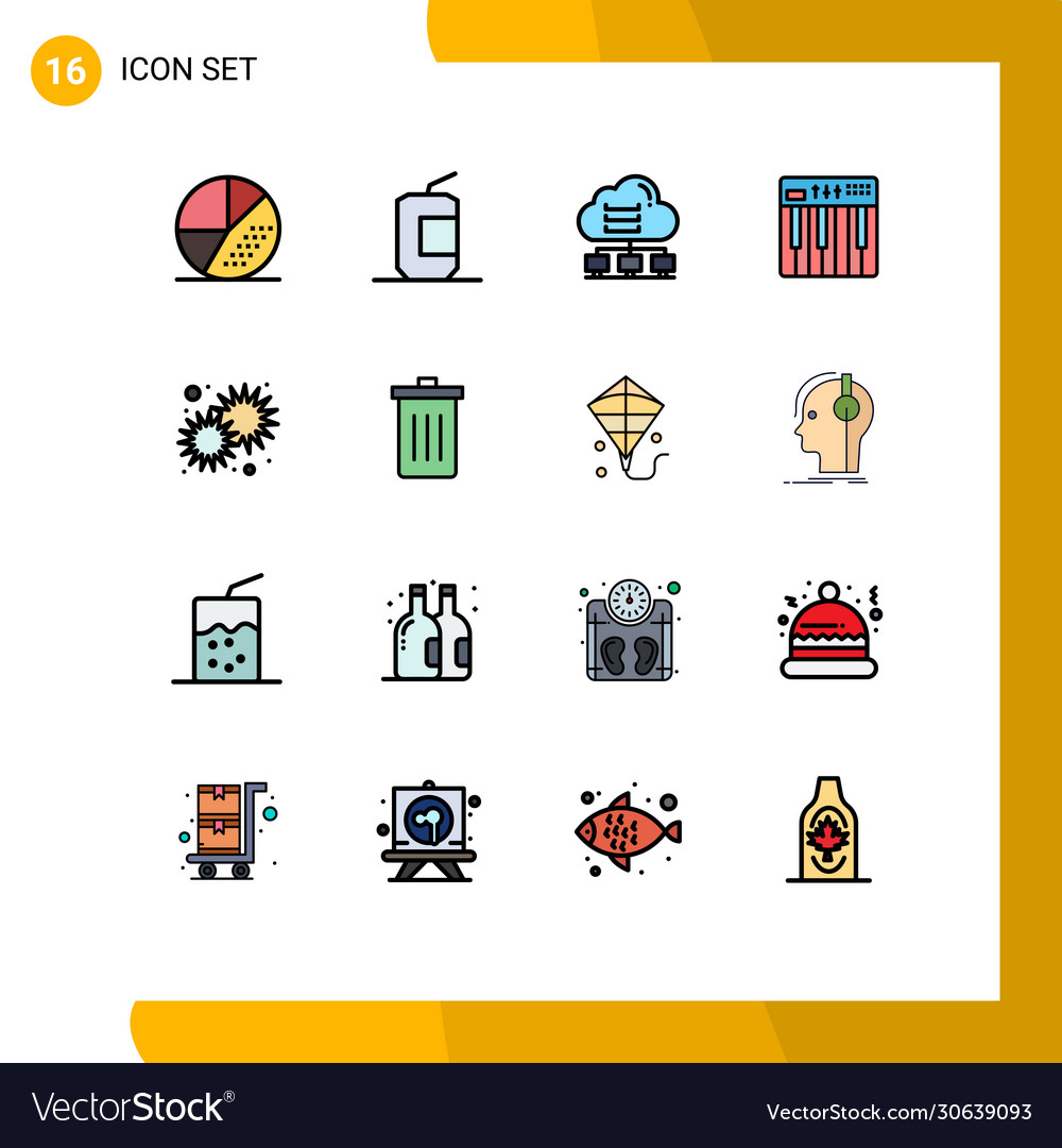 16 user interface flat color filled line pack