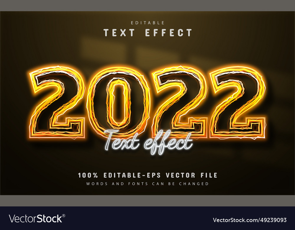 2022 text editable effect yellow neon