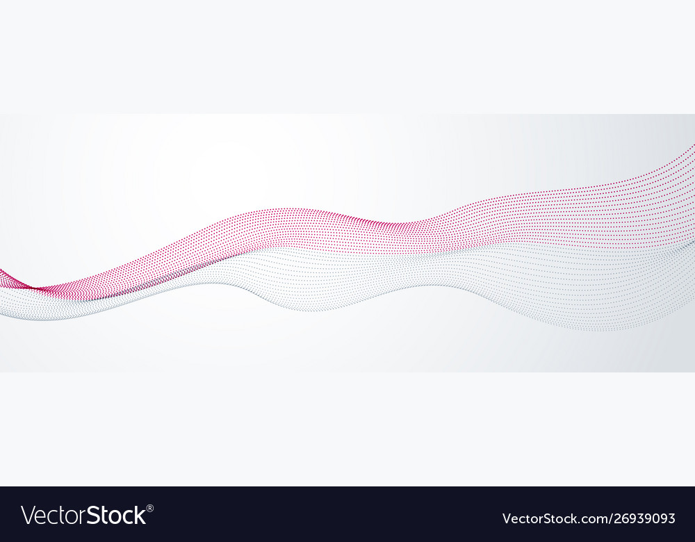 Array particles flowing dynamic sound wave 3d vector image Array particles flowing dynamic sound wave 3d