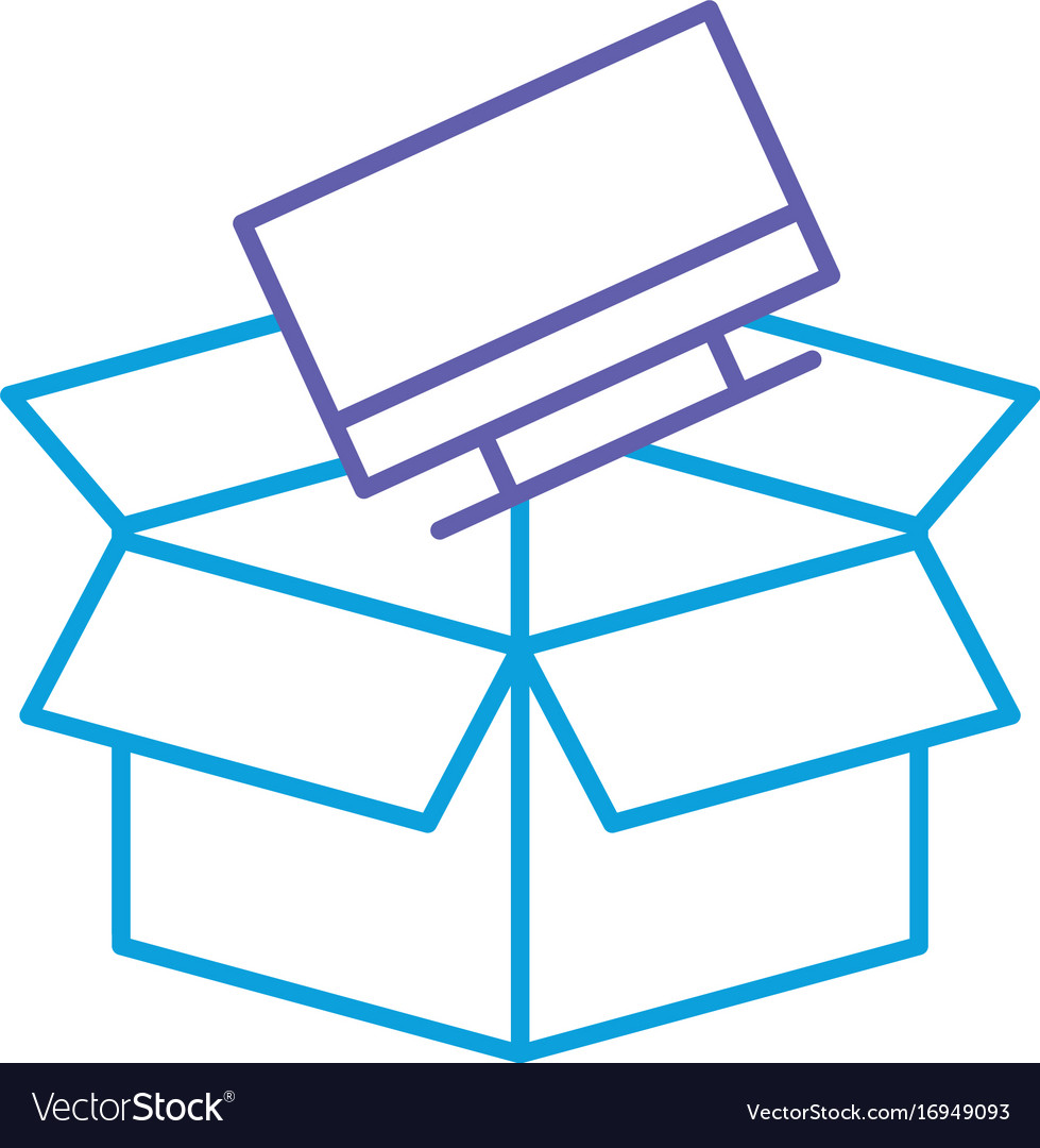 Box with monitor computer isolated icon