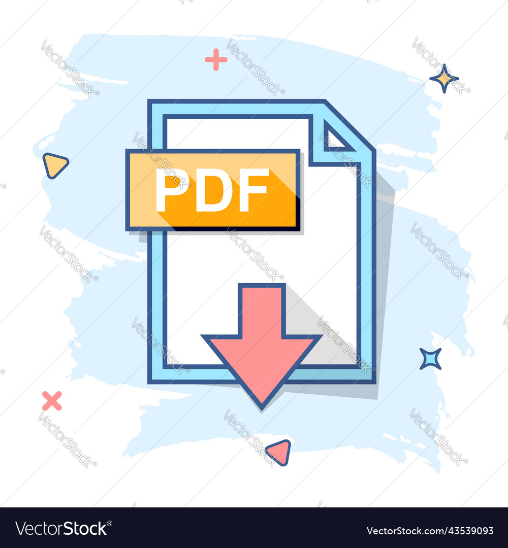 Cartoon pdf icon in comic style document