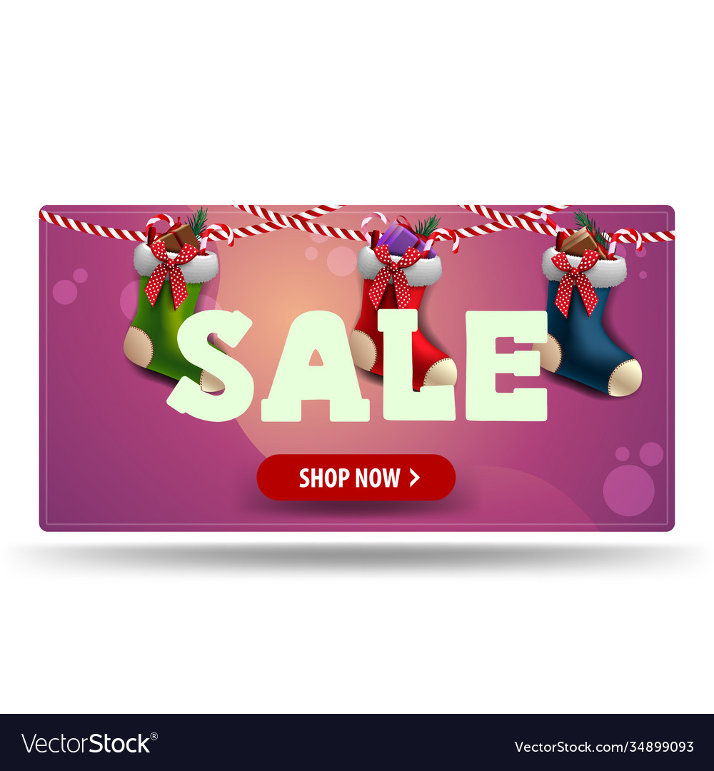 Christmas sale pink discount banner with red