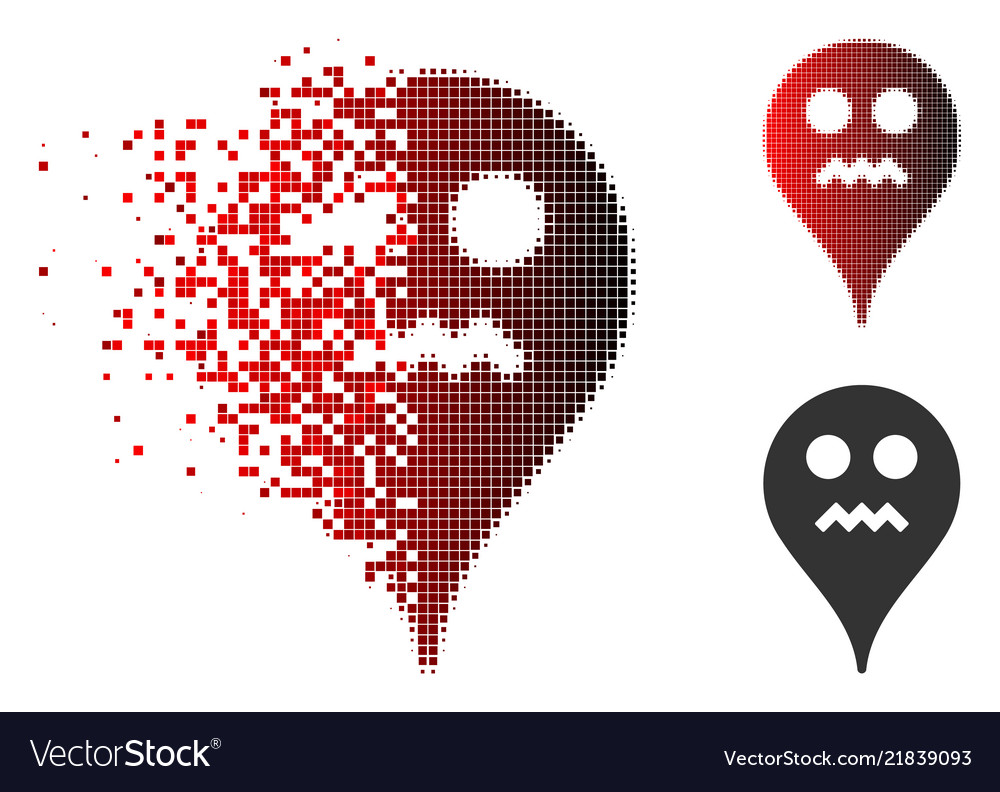 Dissolved pixelated halftone angry smiley map Vector Image Dissolved pixelated halftone angry smiley map