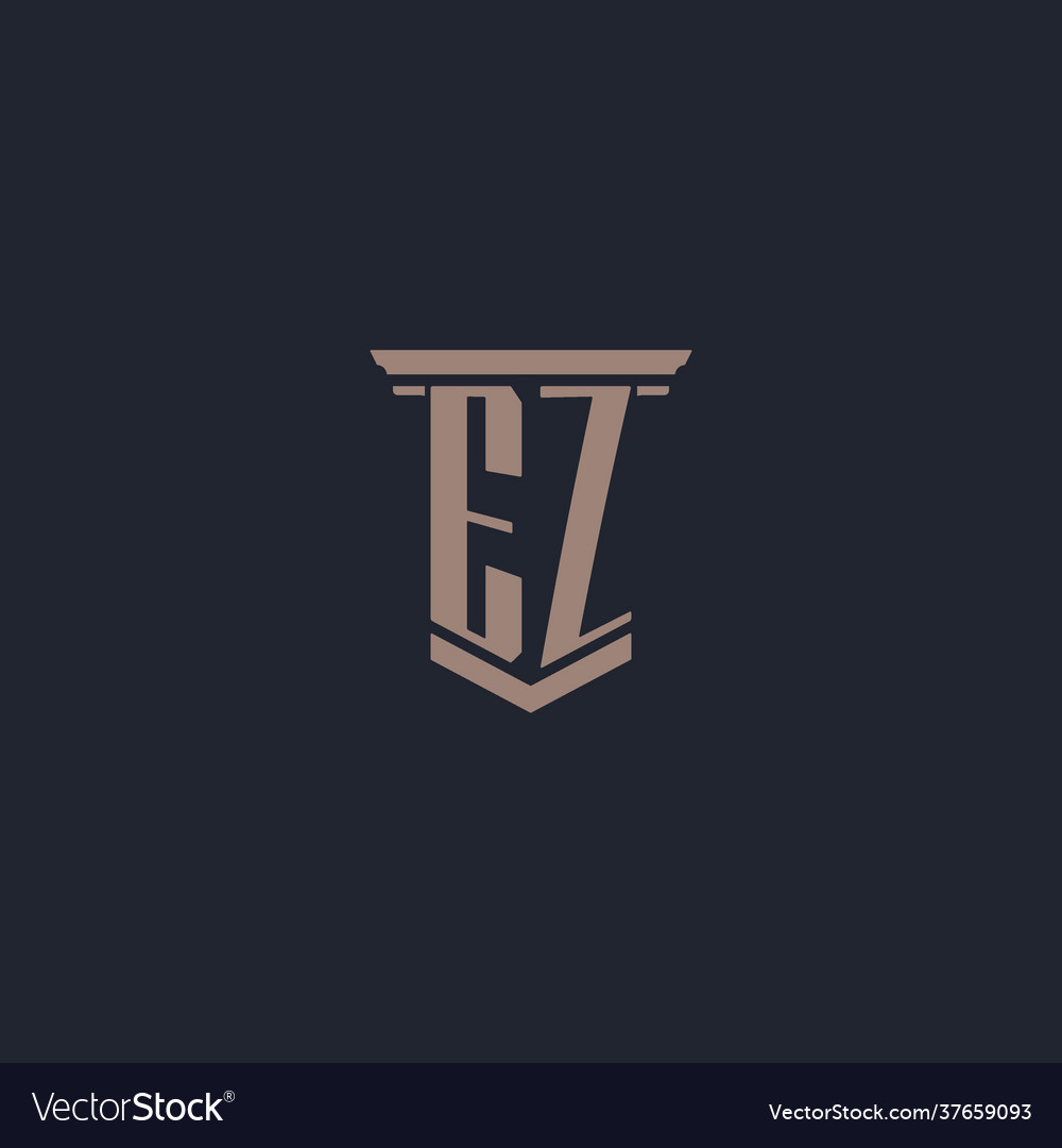 Ez initial monogram logo with pillar style design vector image Ez initial monogram logo with pillar style design