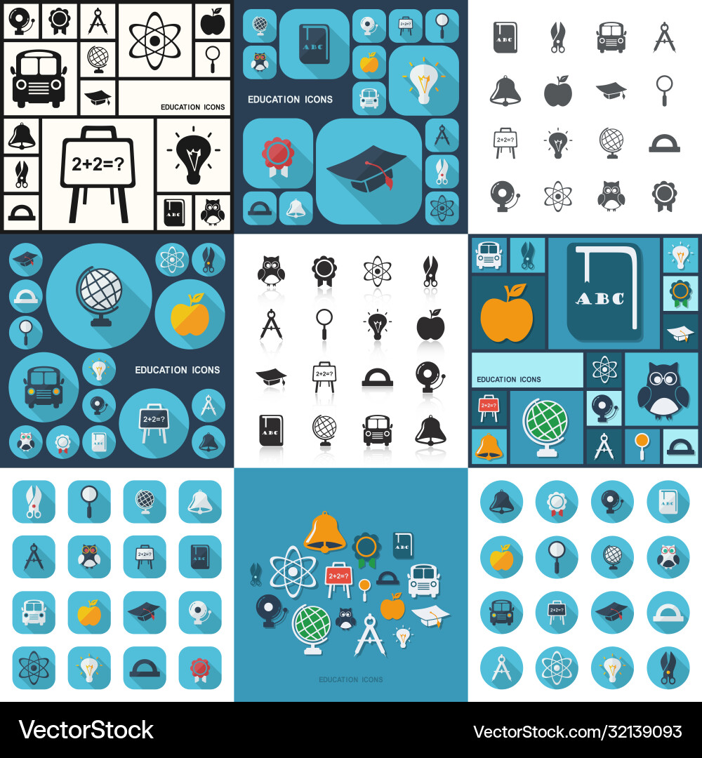 Flat concept set modern design with shadow Vector Image