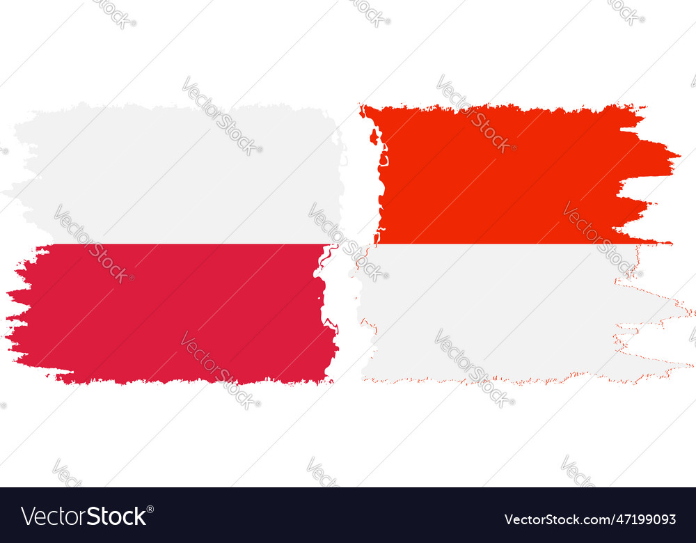 Indonesia and poland grunge flags connection